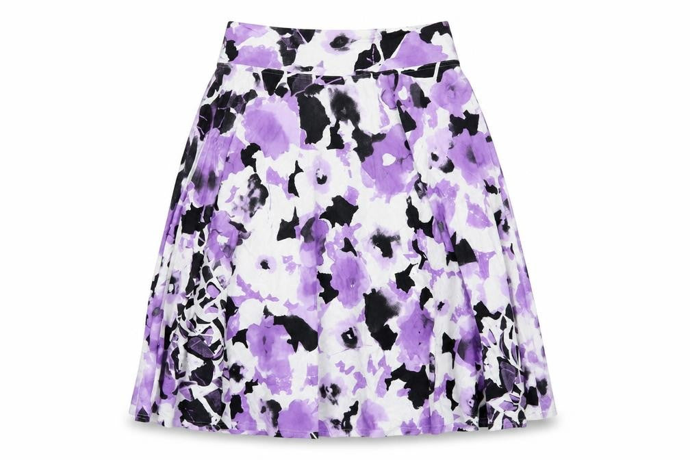 Basler Womens Purple Floral Viscose Swing Skirt Size 10