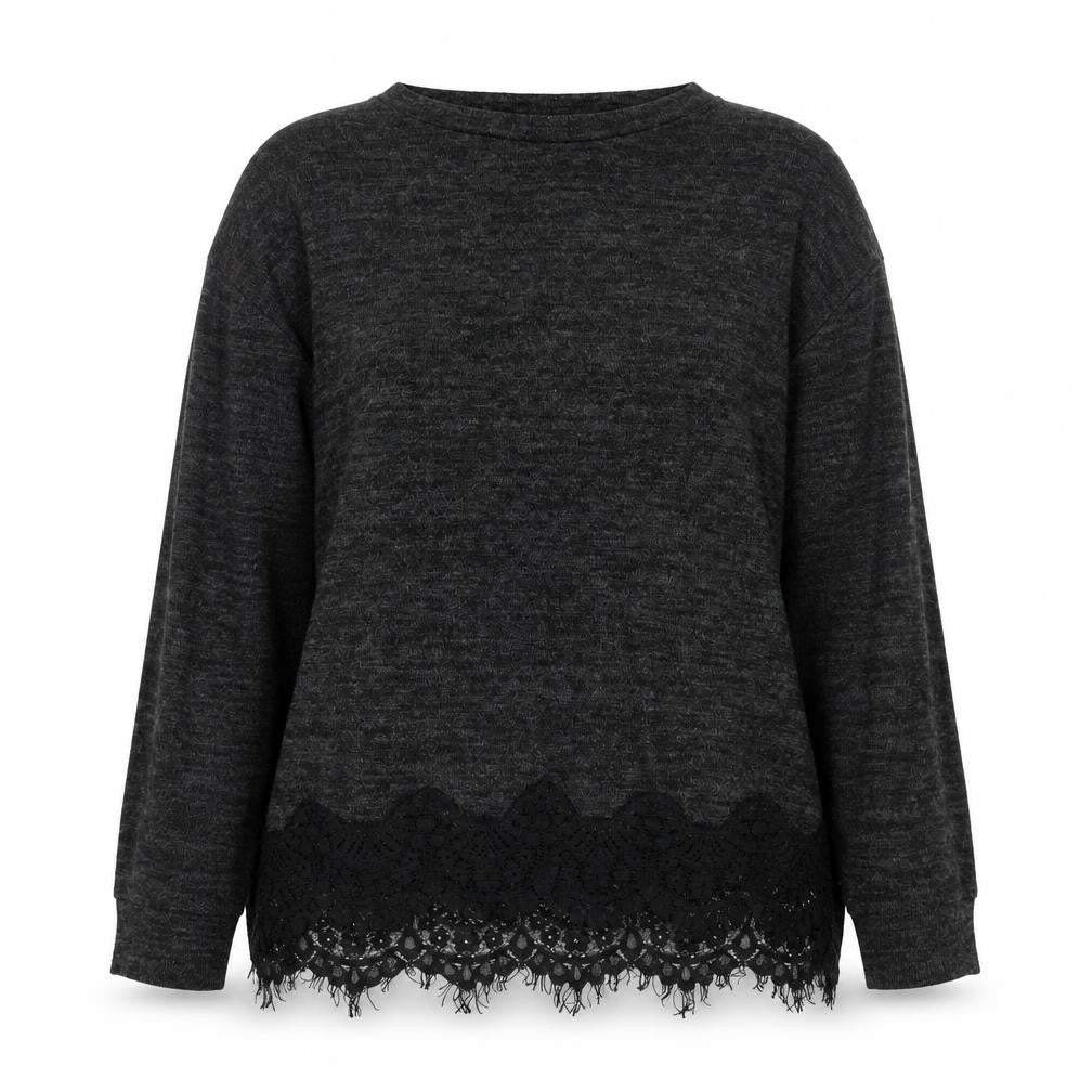 Front view of F&F women’s black round neck polyester jumper, size UK 10