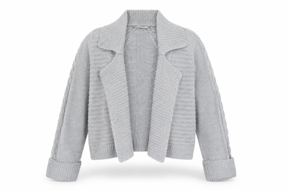 Marks and Spencer Womens Grey Collared  Acrylic Cardigan Jumper Size 14