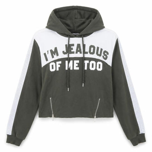 Select Womens Green  Cotton Pullover Hoodie Size 8  Pullover - Jealous Of Me