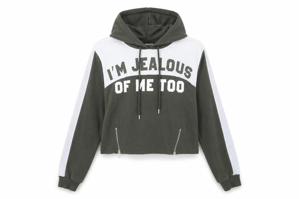 Select Womens Green  Cotton Pullover Hoodie Size 8  Pullover - Jealous Of Me