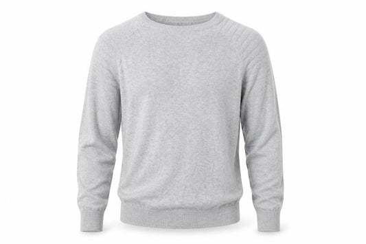 Front view of River Island men’s grey crew neck cotton jumper, size M