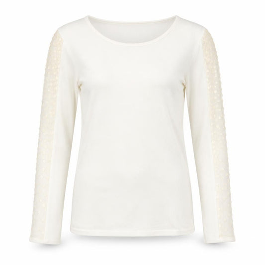 Front view of Etoile women’s beige round neck viscose jumper, size S
