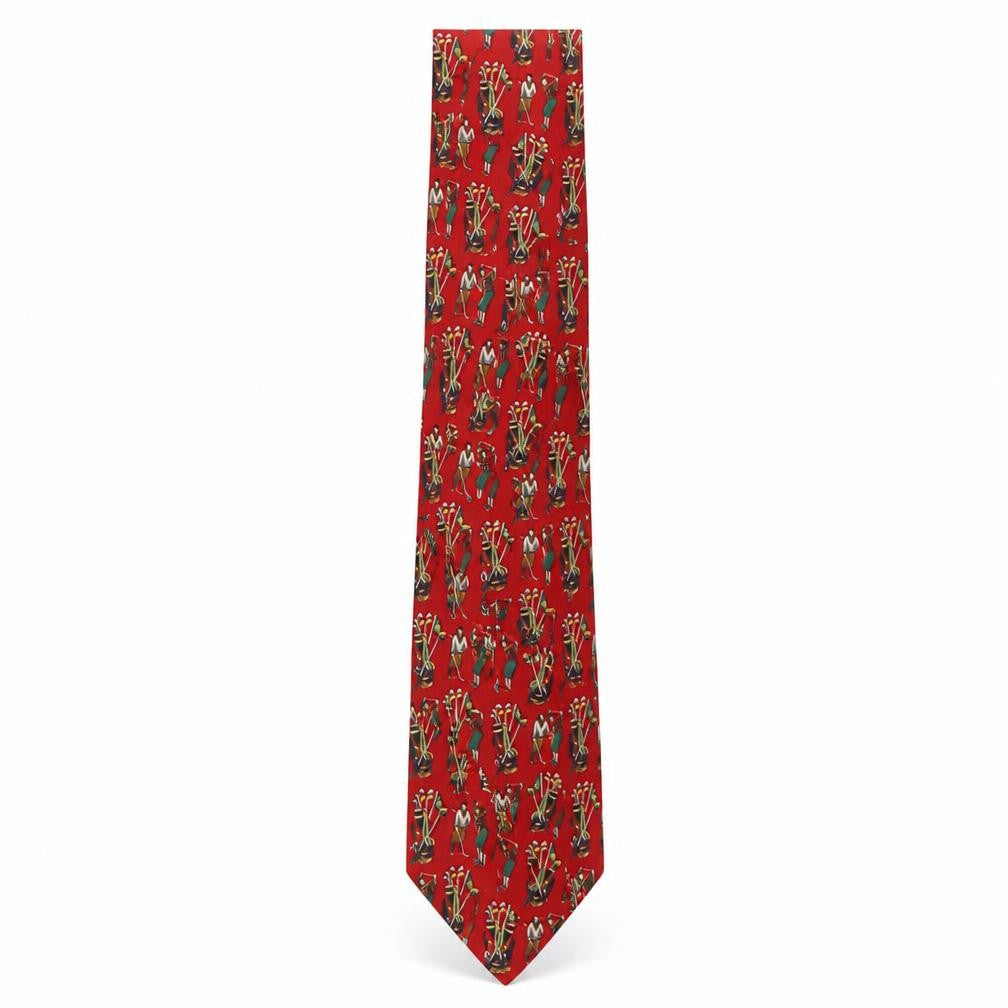Front view of Marks & Spencer men’s multicoloured geometric silk pointed tie one size - golf