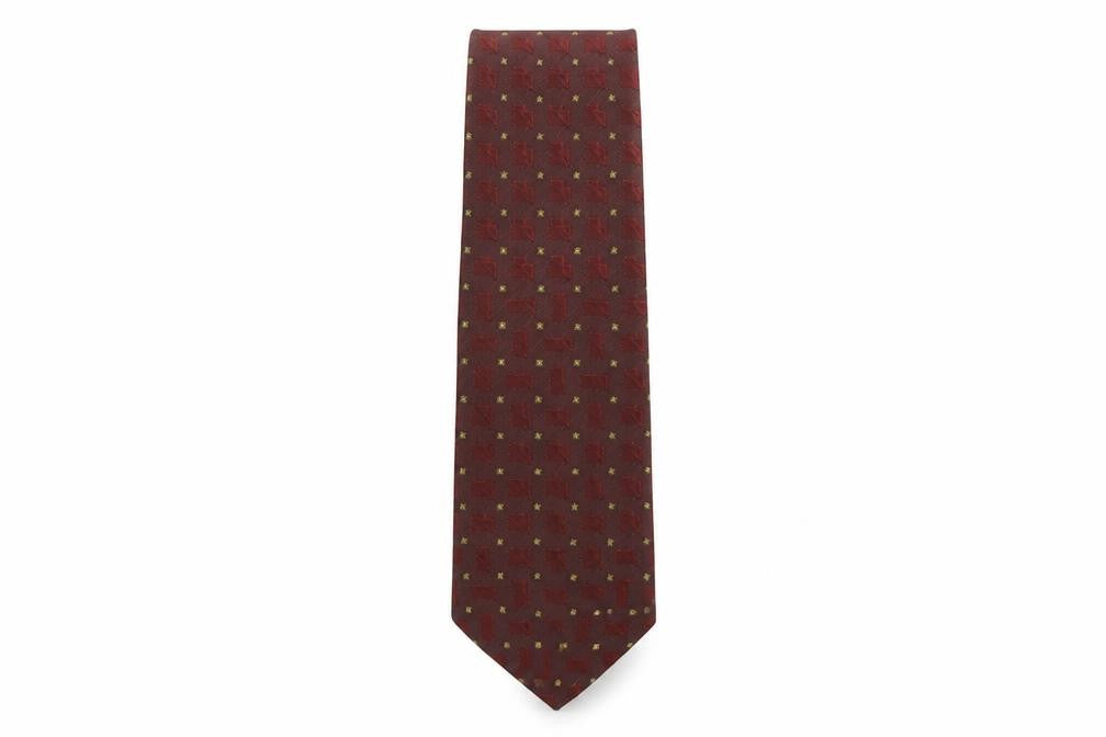 Front view of Cezan men’s multicoloured geometric silk pointed tie one size