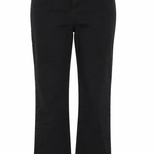 Marks and Spencer Womens Black  Cotton Trousers  Size 14 L27 in Regular Button