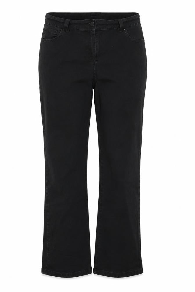 Marks and Spencer Womens Black  Cotton Trousers  Size 14 L27 in Regular Button