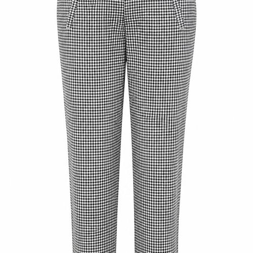 F&F Womens Black Check Viscose Trousers  Size 12 L27 in Regular Button