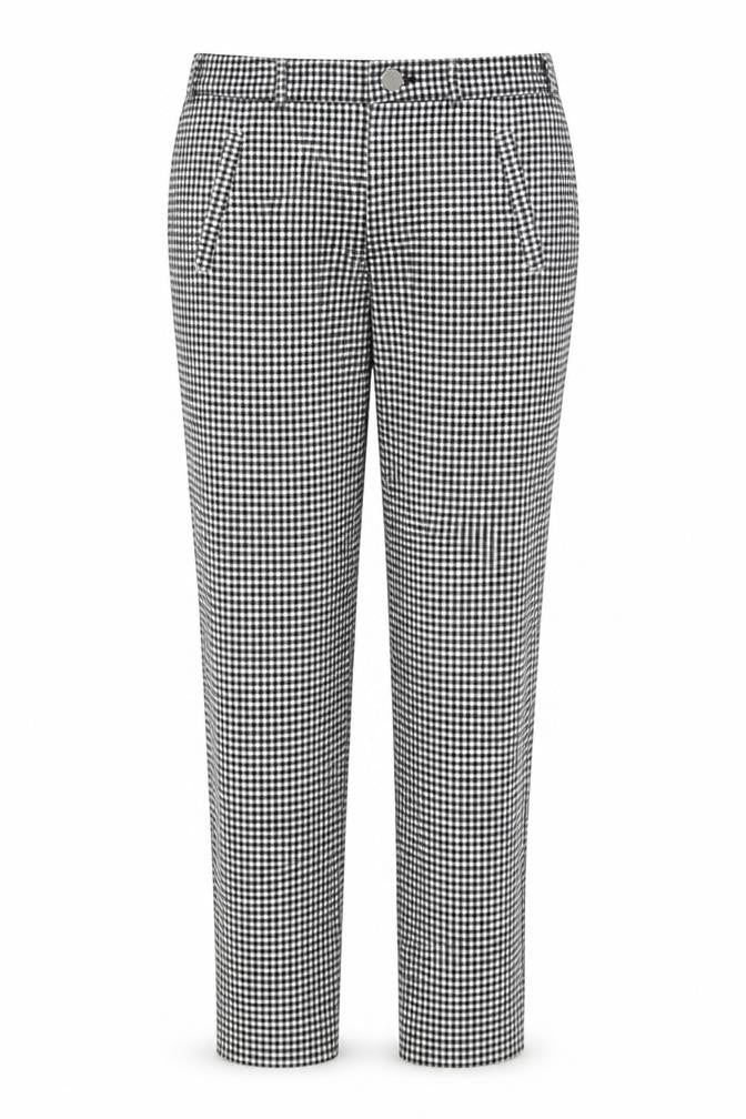 F&F Womens Black Check Viscose Trousers  Size 12 L27 in Regular Button