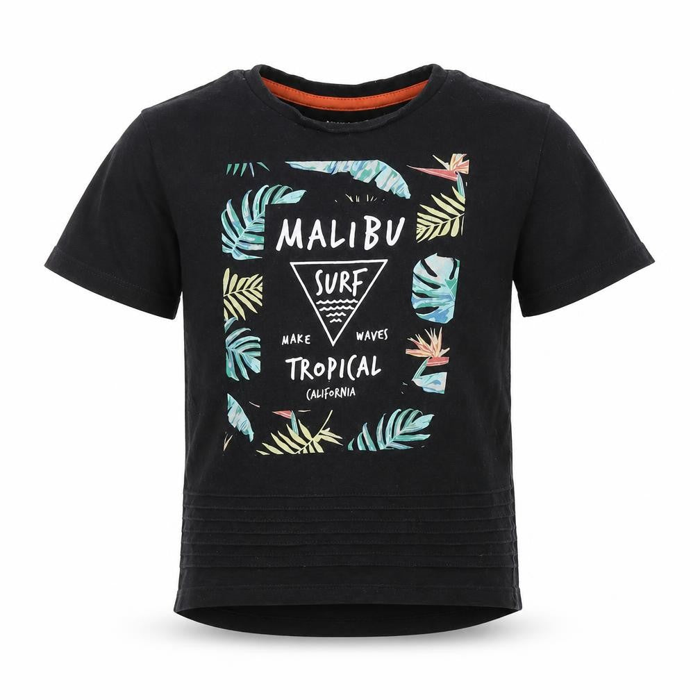 Preworn Boys Black  Cotton Pullover T-Shirt Size 5-6 Years Round Neck Pullover