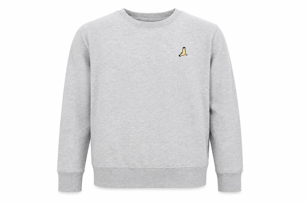 Front view of Brave Soul men’s grey cotton pullover sweatshirt, size S
