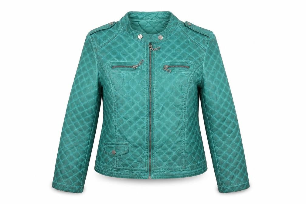 Front view of So Sweet women’s green jacket, size XL, zip