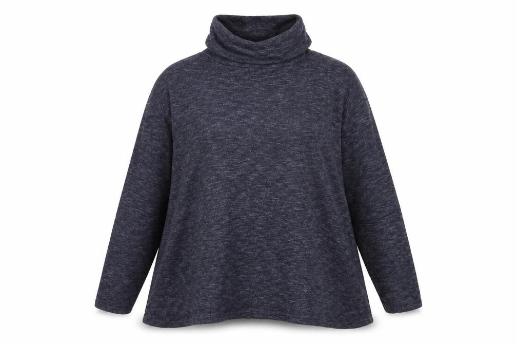 Front view of New Look women’s blue roll neck polyester jumper, size UK 10