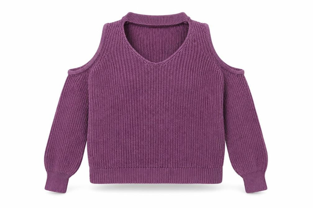 American Eagle Outfitters Womens Purple V-Neck  Nylon Pullover Jumper Size S   - Cold shoulder