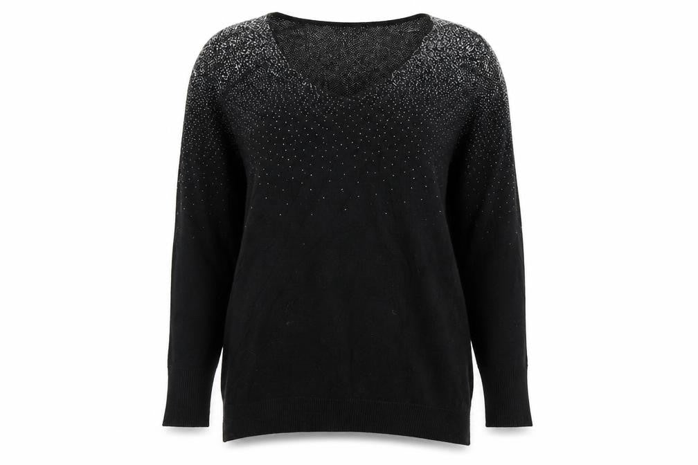 Front view of Oasis women’s black round neck cotton jumper, size S