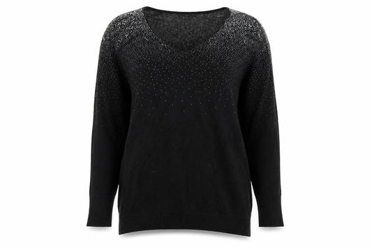 Front view of Oasis women’s black round neck cotton jumper, size S