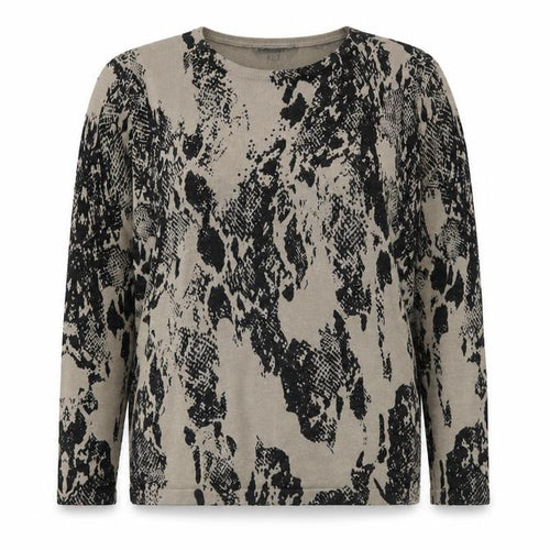 First Avenue Womens Grey Round Neck Animal Print Viscose Pullover Jumper Size M