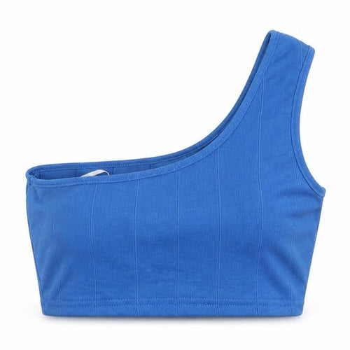 SheIn Womens Blue  Polyester Cropped T-Shirt Size S Off the Shoulder - Band Tee