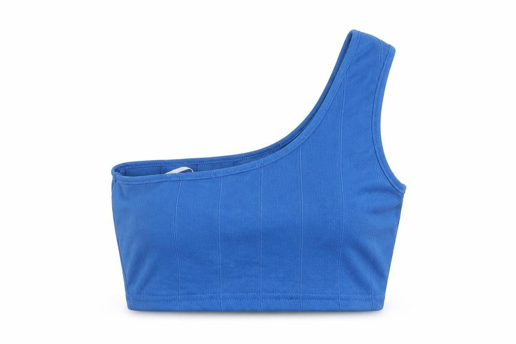 SheIn Womens Blue  Polyester Cropped T-Shirt Size S Off the Shoulder - Band Tee