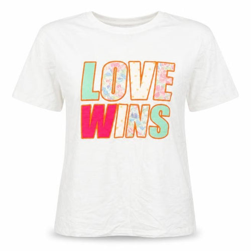 Stradivarius Womens White  100% Cotton Basic T-Shirt Size S Crew Neck - Love Wins