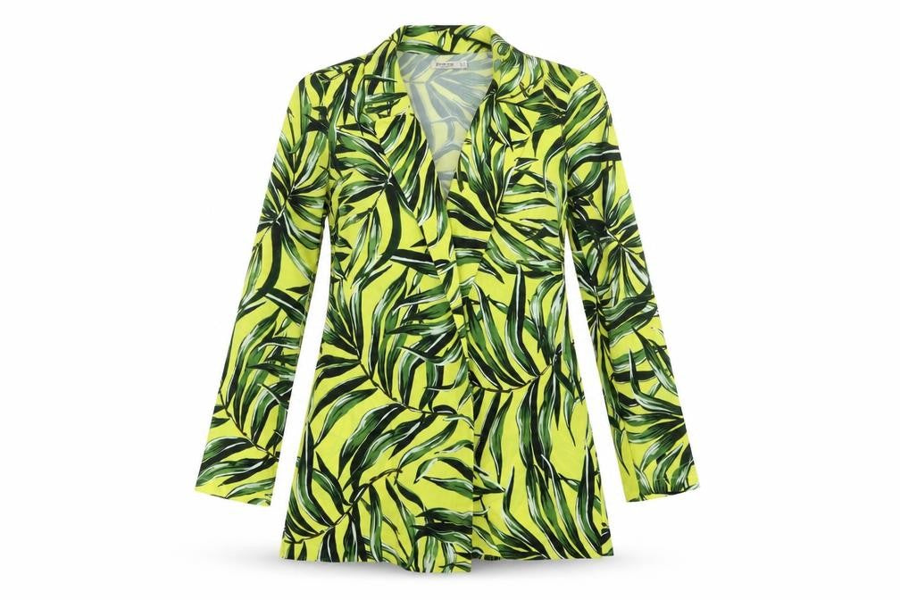 Stradivarius Womens Yellow Floral Polyester Jacket Dress  Size M  V-Neck