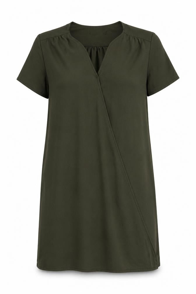 Front view of New Look women’s green polyester a-line, size UK 8, v-neck pullover