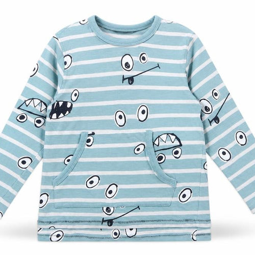 George Boys Blue Striped 100% Cotton Jersey T-Shirt Size 5-6 Years Round Neck Pullover