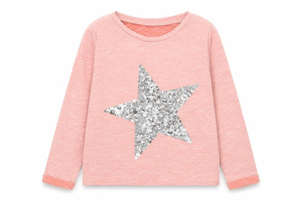 Dunnes Stores Girls Pink  Cotton Pullover T-Shirt Size 7 Years Round Neck Pullover