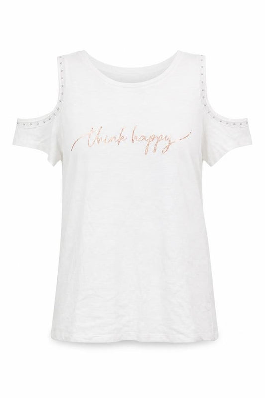 Front view of Papaya women’s white polyester basic t-shirt, size UK 8, round neck