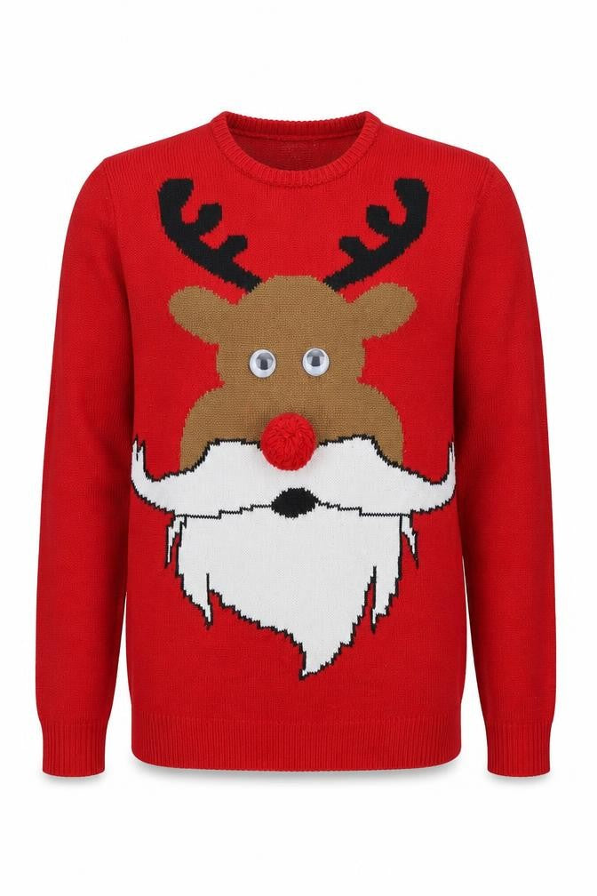 Marks and Spencer Mens Red Round Neck  Acrylic Pullover Jumper Size XS   - Christmas jumper