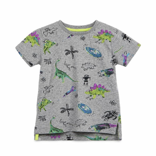 NEXT Boys Grey  Cotton Jersey T-Shirt Size 3-6 Months Round Neck Pullover - Dinosaur