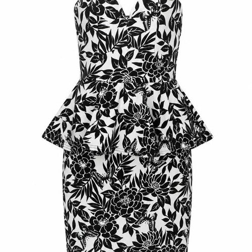 Quiz Womens Black Floral Polyester Bodycon  Size 10  Sweetheart Pullover - Butterfly