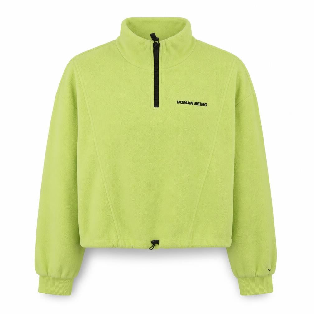 Front view of Divided by H&M women’s green polyester pullover sweatshirt, size S, pullover - human being