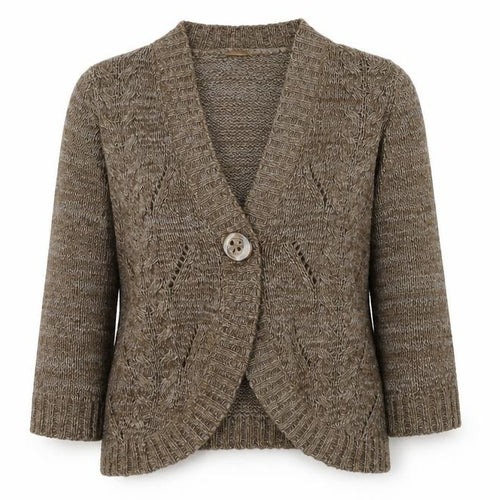 Evie Womens Brown V-Neck  Acrylic Cardigan Jumper Size 14