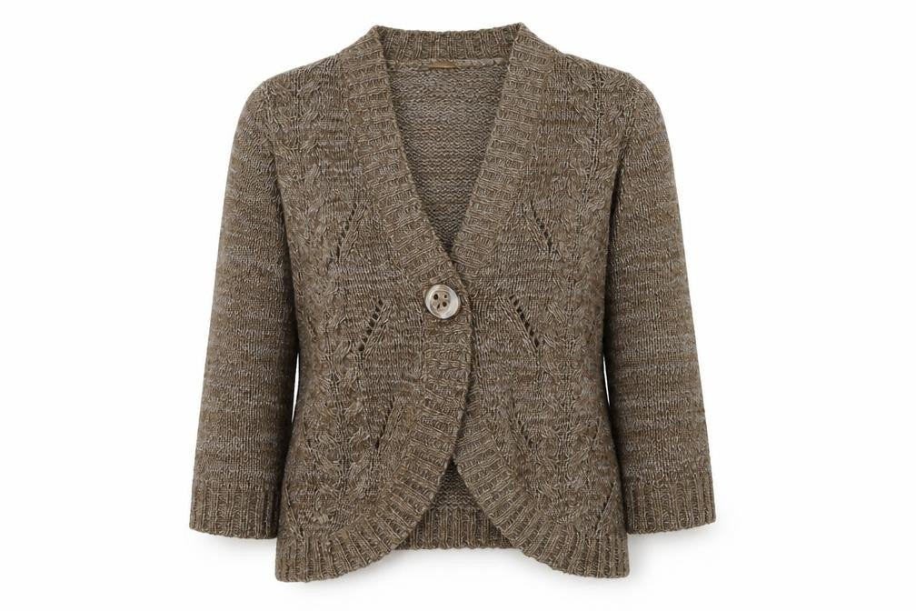 Evie Womens Brown V-Neck  Acrylic Cardigan Jumper Size 14