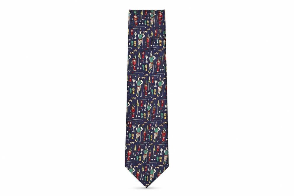Front view of Marks & Spencer men’s multicoloured geometric silk pointed tie one size