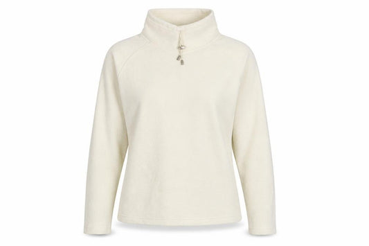 Front view of M&Co women’s ivory 100% polyester pullover sweatshirt, size S