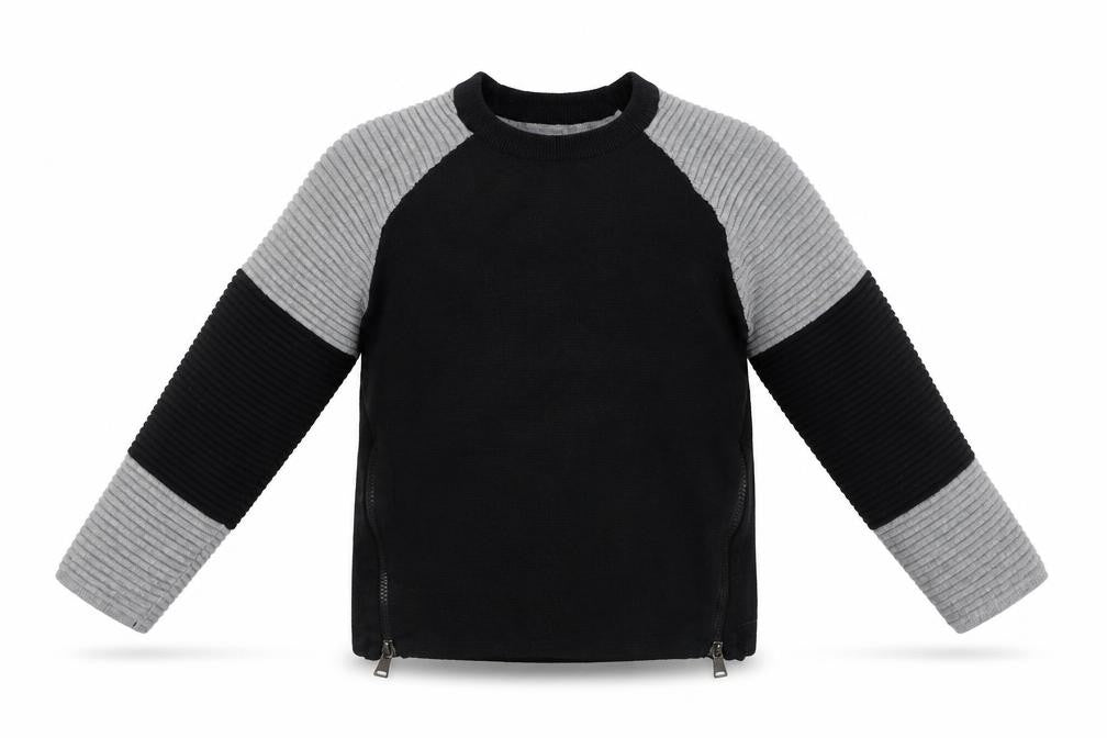 Front view of Tu girls’ black crew neck 100% cotton jumper, size 6, years pullover