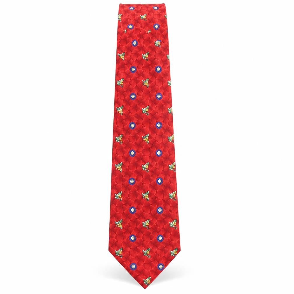 Front view of PreWorn men’s red geometric silk pointed tie one size