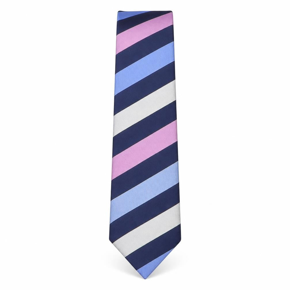 Front view of Osborne men’s multicoloured striped silk pointed tie one size