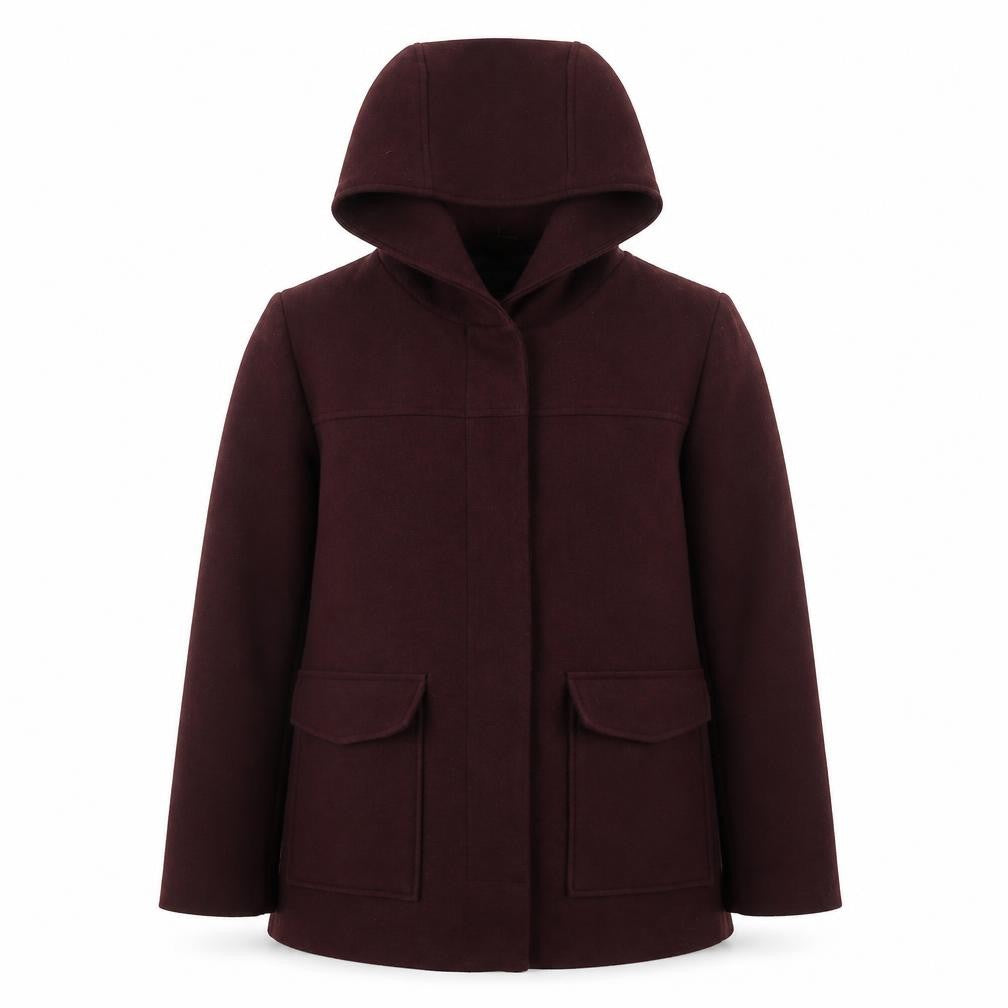 Front view of Primark women’s red parka coat, size UK 10, zip