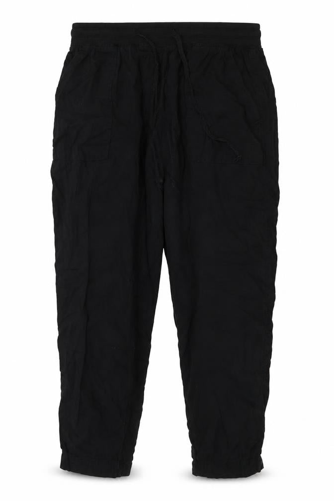 Marks and Spencer Womens Black  Flax Trousers  Size 4 L25 in Regular Tie