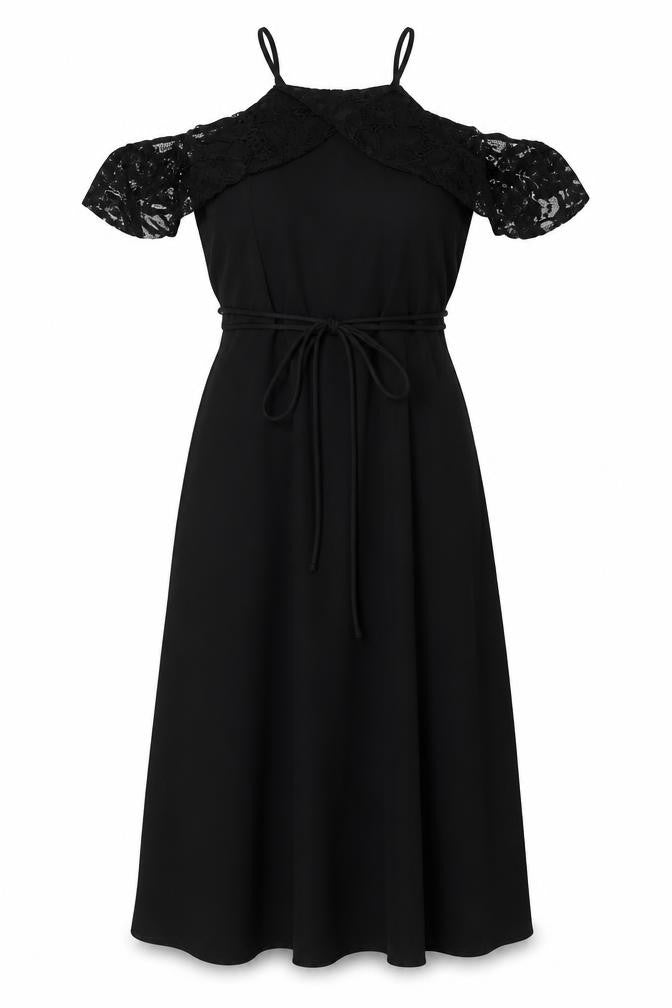 Julian Taylor Womens Black  Cotton Fit & Flare  Size 8  Halter Zip - cold shoudler