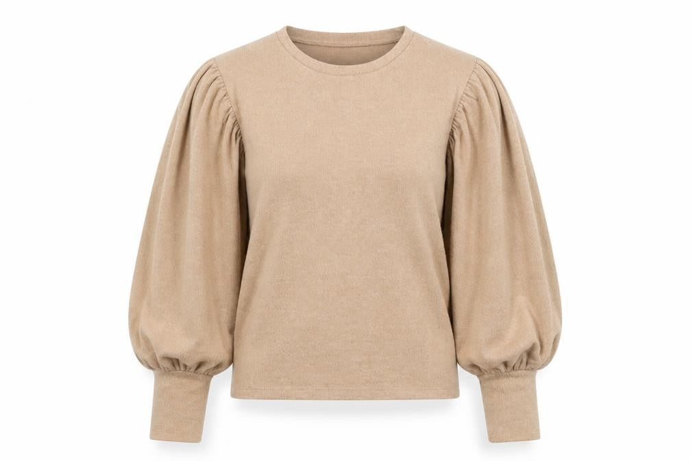 Front view of Zara women’s brown round neck polyester jumper, size S