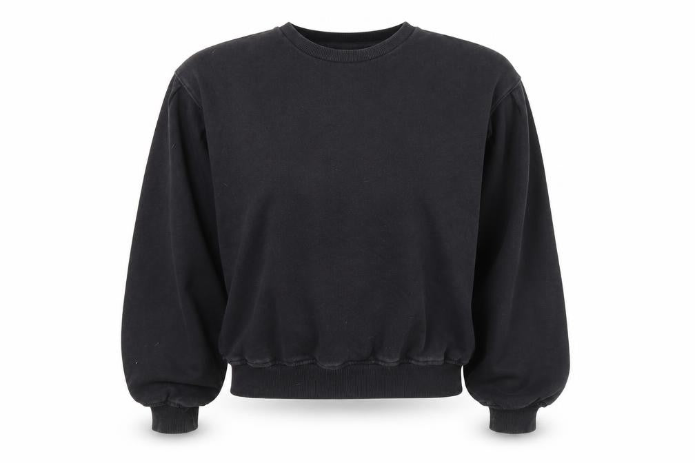 Front view of H&M women’s black crew neck cotton jumper, size S