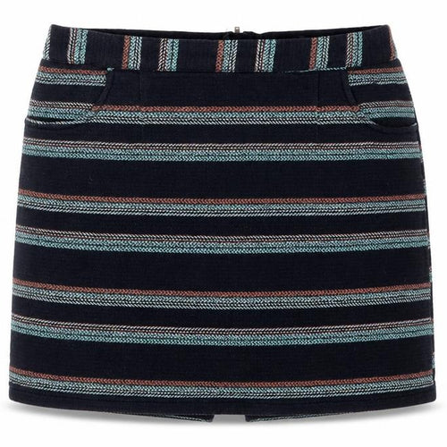 Papaya Womens Black Striped Cotton Mini Skirt Size 14   Zip