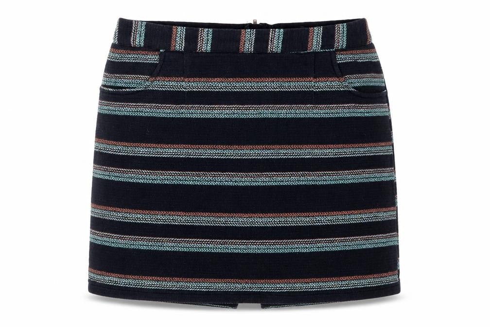 Papaya Womens Black Striped Cotton Mini Skirt Size 14   Zip
