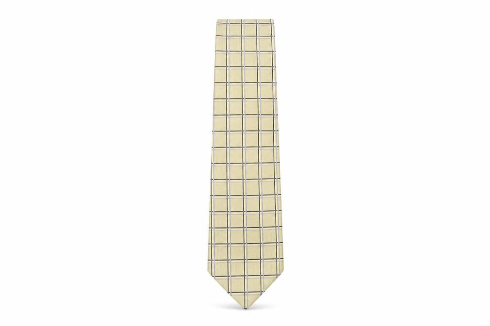 Front view of Cezan men’s multicoloured plaids & checks silk pointed tie one size