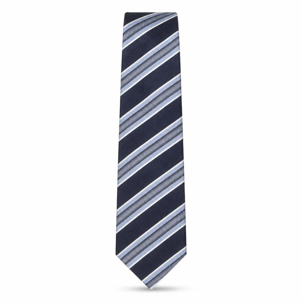 Front view of Racing Green men’s multicoloured striped silk pointed tie one size