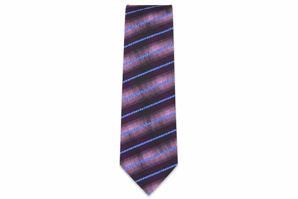 Front view of Jiluoha men’s multicoloured striped polyester pointed tie one size
